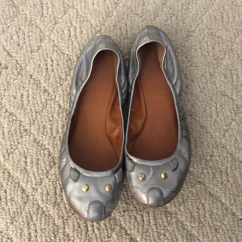 Marc by Marc Jacobs Mouse Cat Ballet Flats Silver